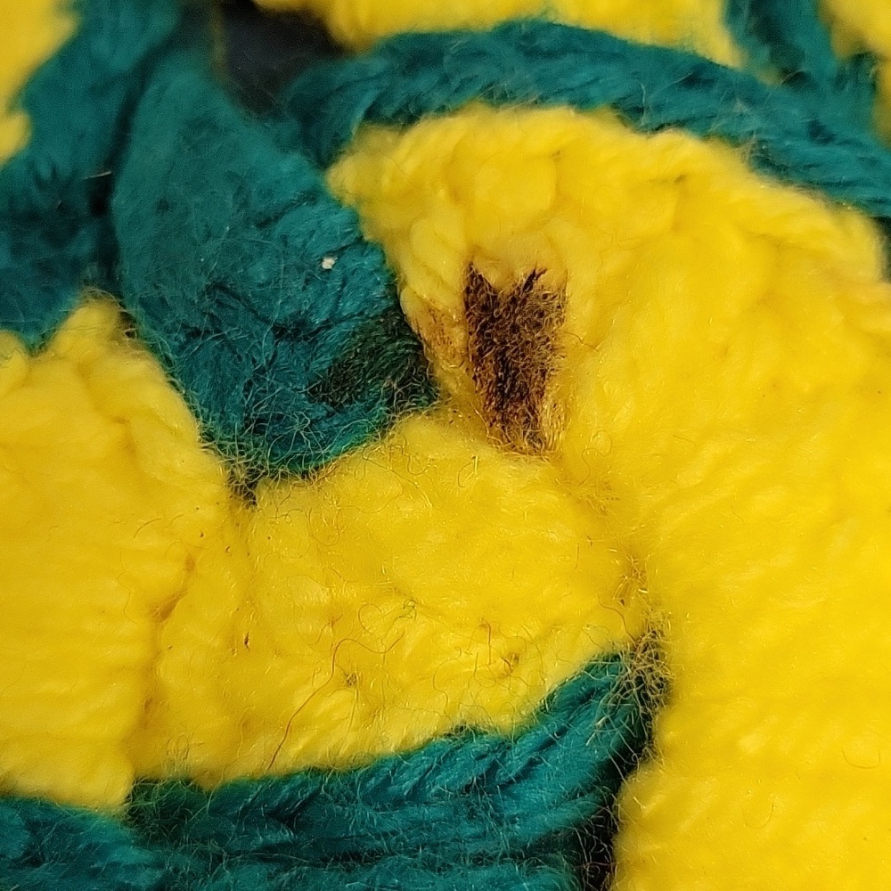 Vintsgr Handmade Yellow Teal Green Crochet Heating Pad Potholder 7" - Picture 3 of 4